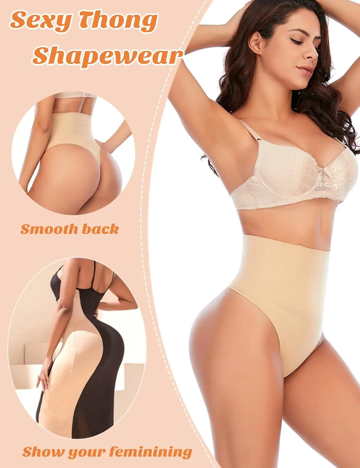 Werena Tummy Control Thong Shapewear for Women Seamless Shaping Thong Panties Body Shaper Underwear
