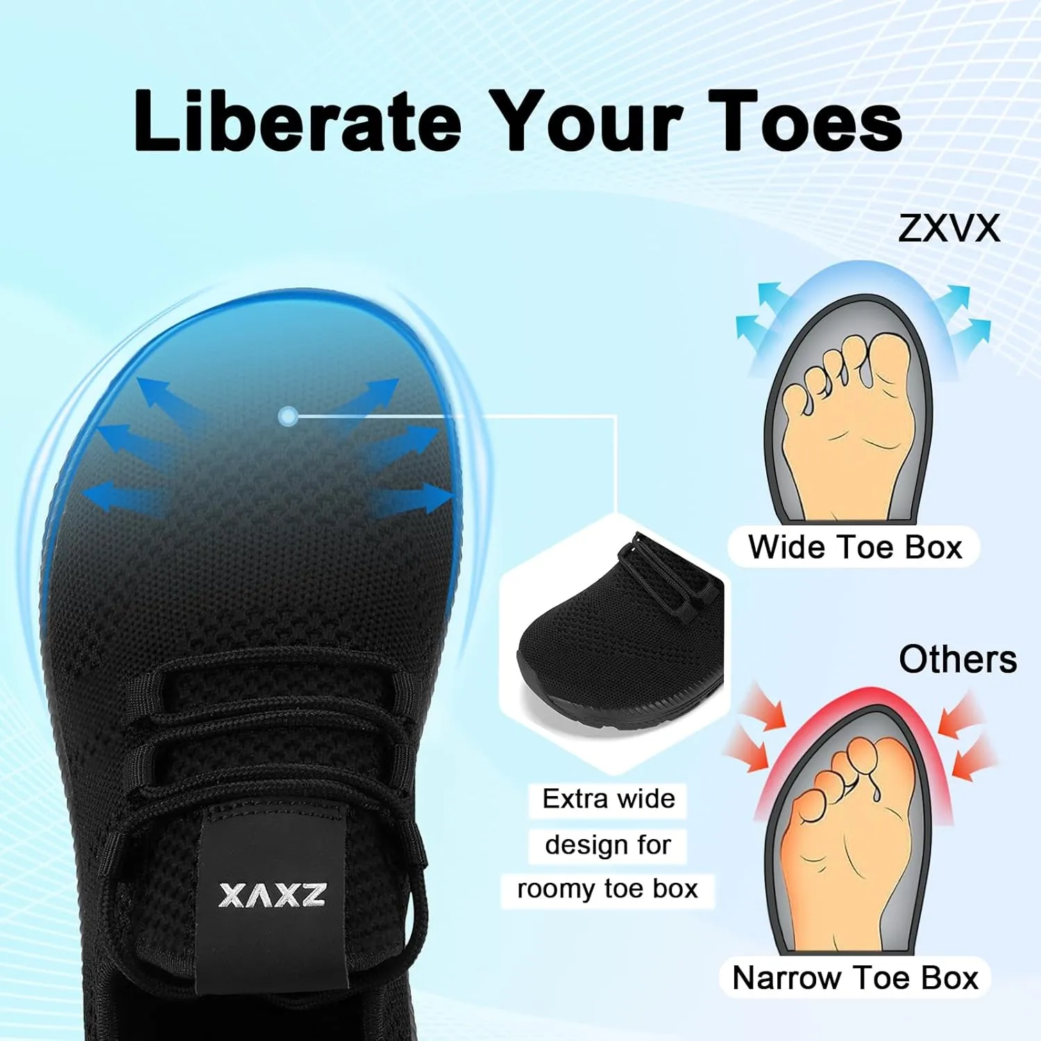 Wide Toe Box Shoes Women Non-Slip Wide Width Sneakers Ultra Light Extra Wide Road Running Shoes for Women Breathable Tennis Walking Gym Workout Trainer 5.5-11.5