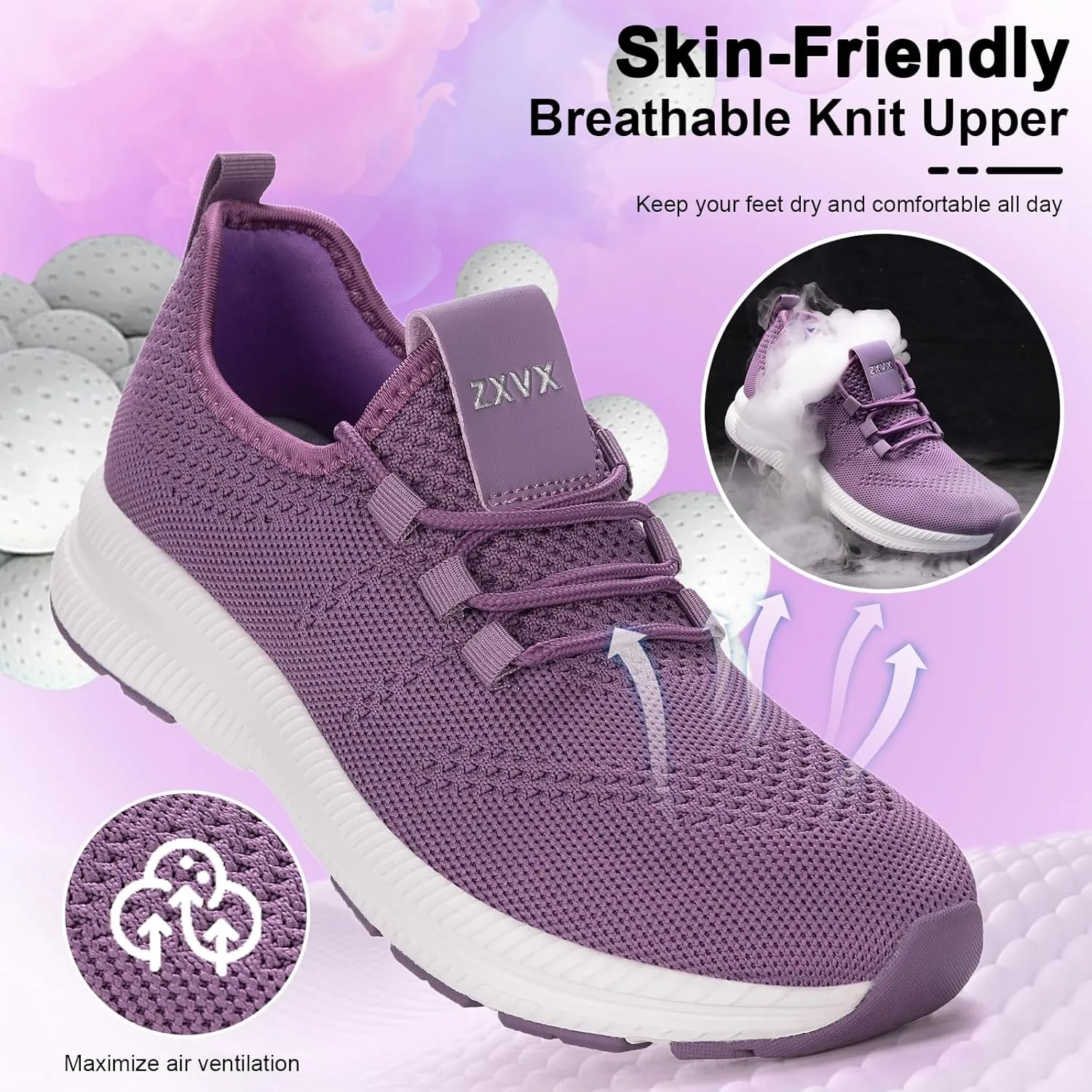 Wide Toe Box Shoes Women Non-Slip Wide Width Sneakers Ultra Light Extra Wide Road Running Shoes for Women Breathable Tennis Walking Gym Workout Trainer 6-12