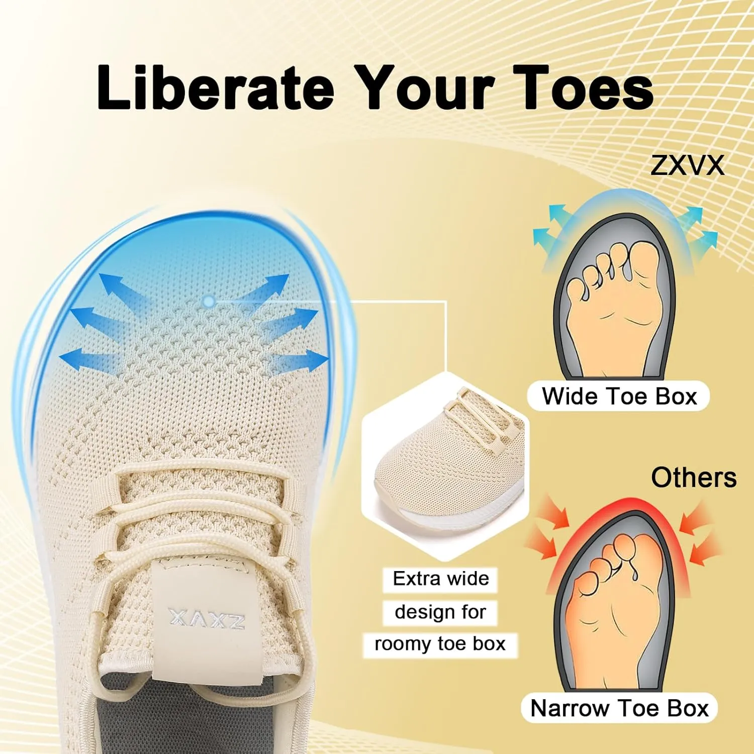 Wide Toe Box Shoes Women Non-Slip Wide Width Sneakers Ultra Light Extra Wide Road Running Shoes for Women Breathable Tennis Walking Gym Workout Trainer 6-12