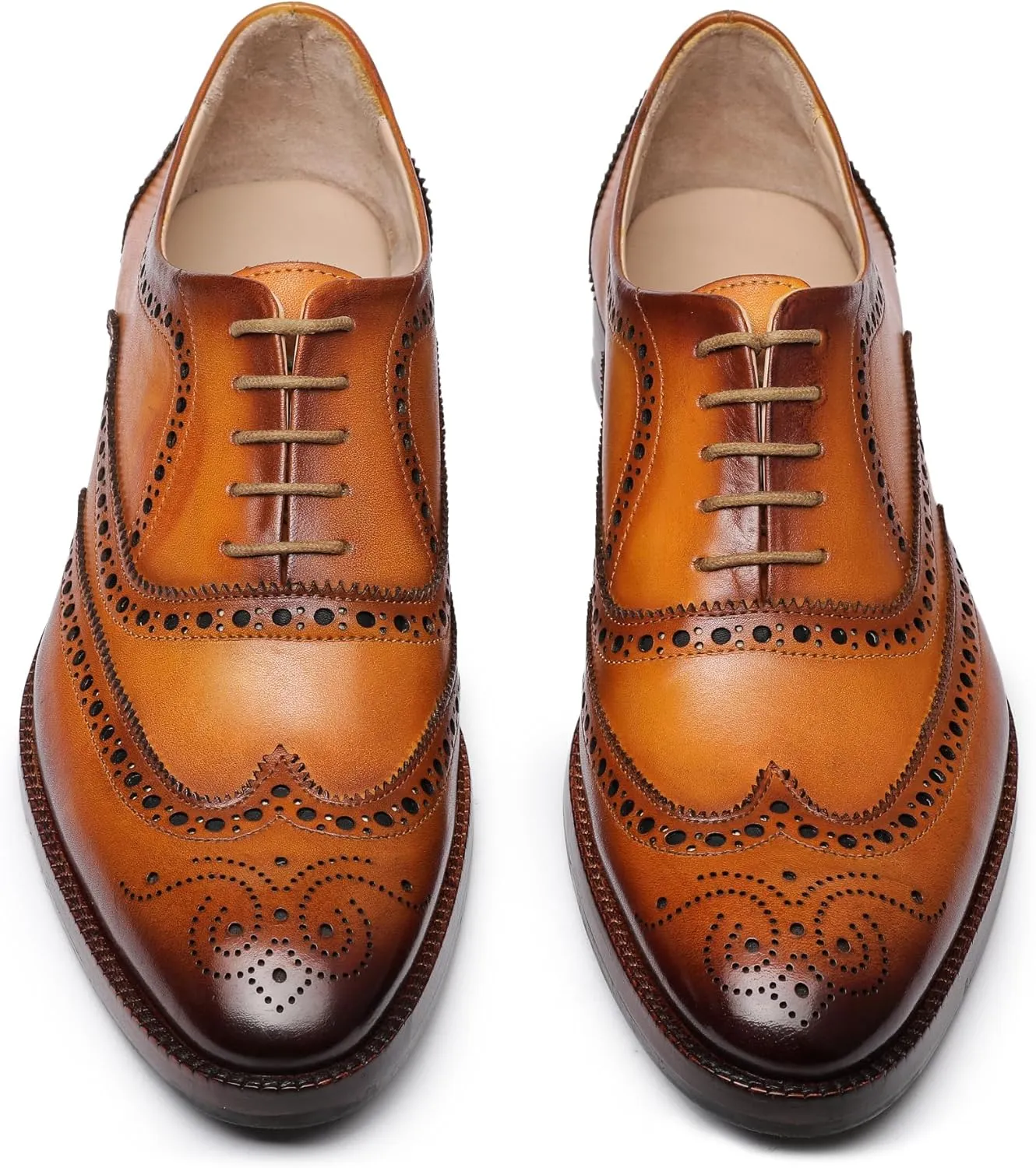 Wingtip Brogue Oxford Handcrafted Men's Genuine Leather Lace up Dress Shoes