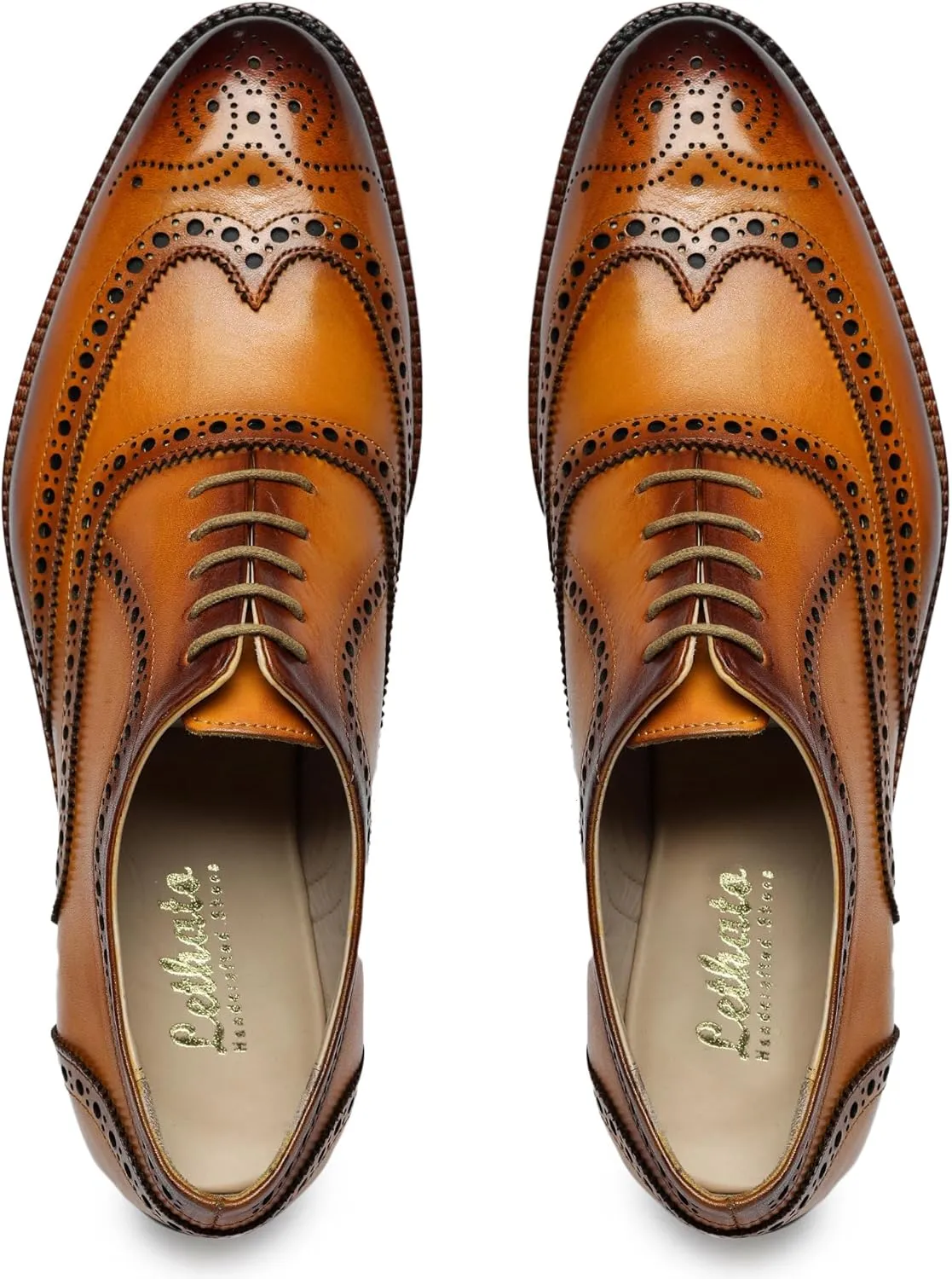 Wingtip Brogue Oxford Handcrafted Men's Genuine Leather Lace up Dress Shoes