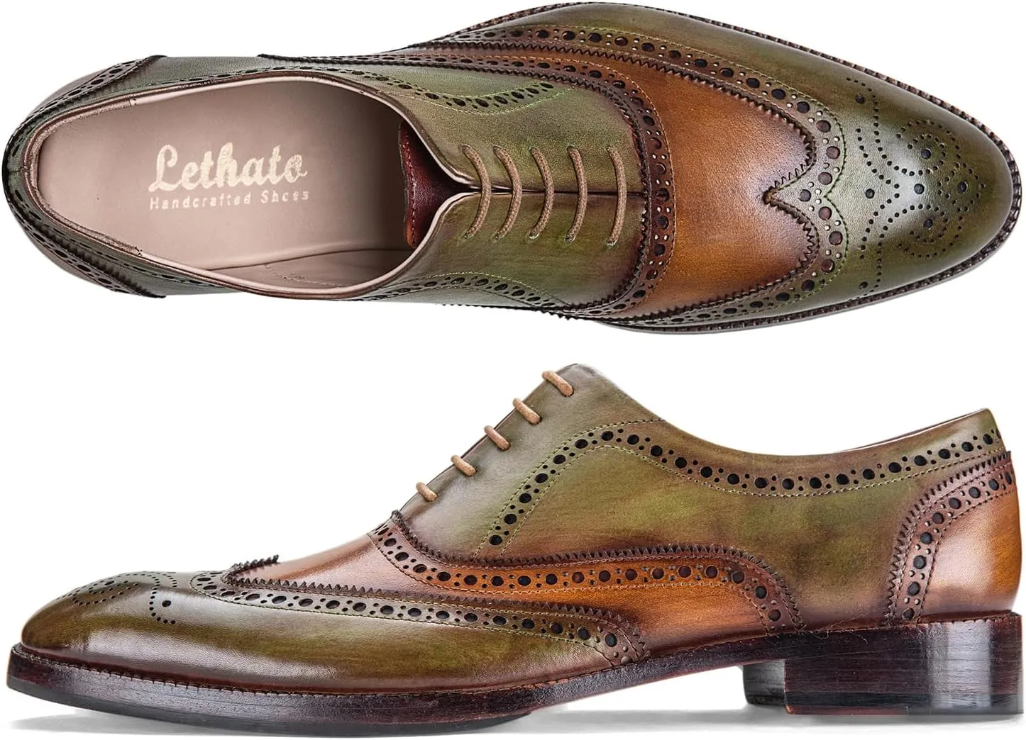 Wingtip Brogue Oxford Handcrafted Men's Genuine Leather Lace up Dress Shoes