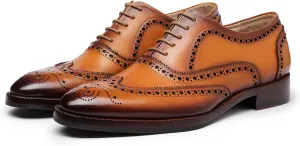 Wingtip Brogue Oxford Handcrafted Men's Genuine Leather Lace up Dress Shoes