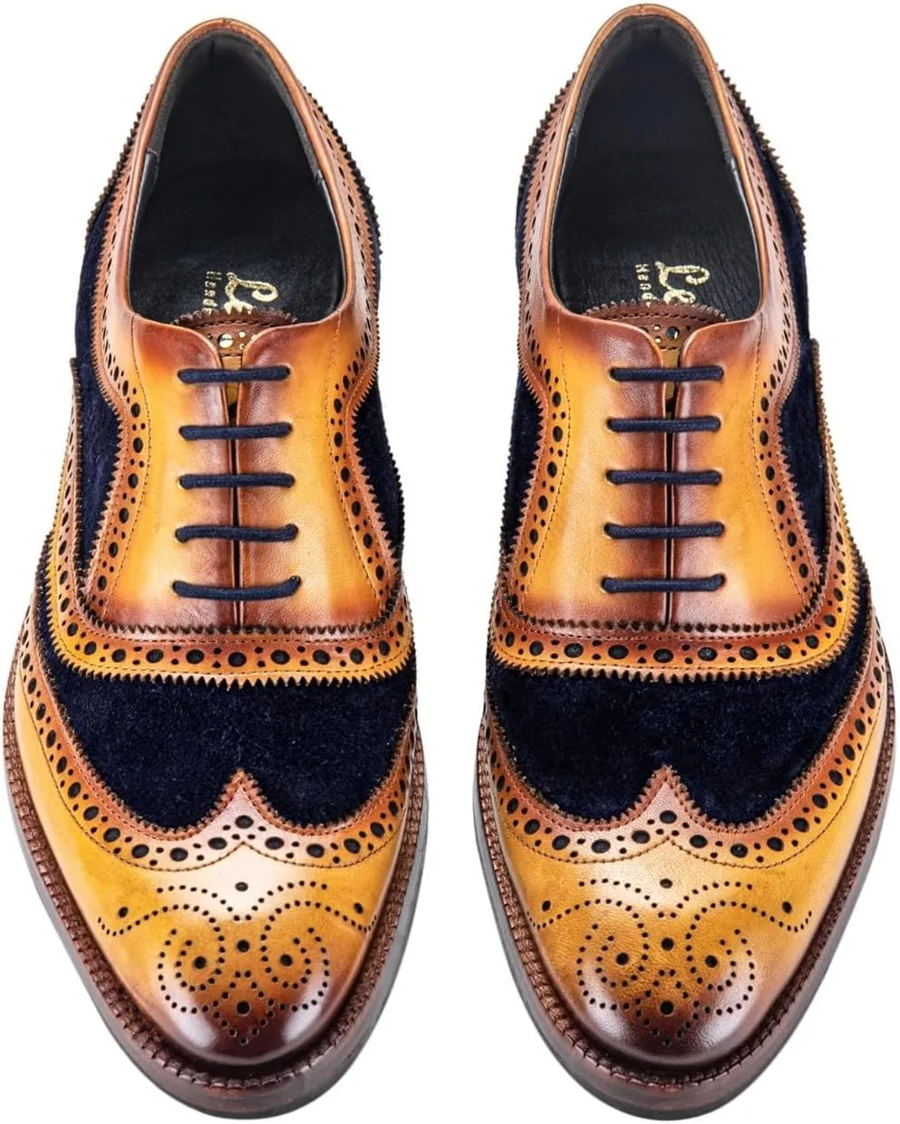 Wingtip Brogue Oxford Handcrafted Men's Genuine Leather Lace up Dress Shoes