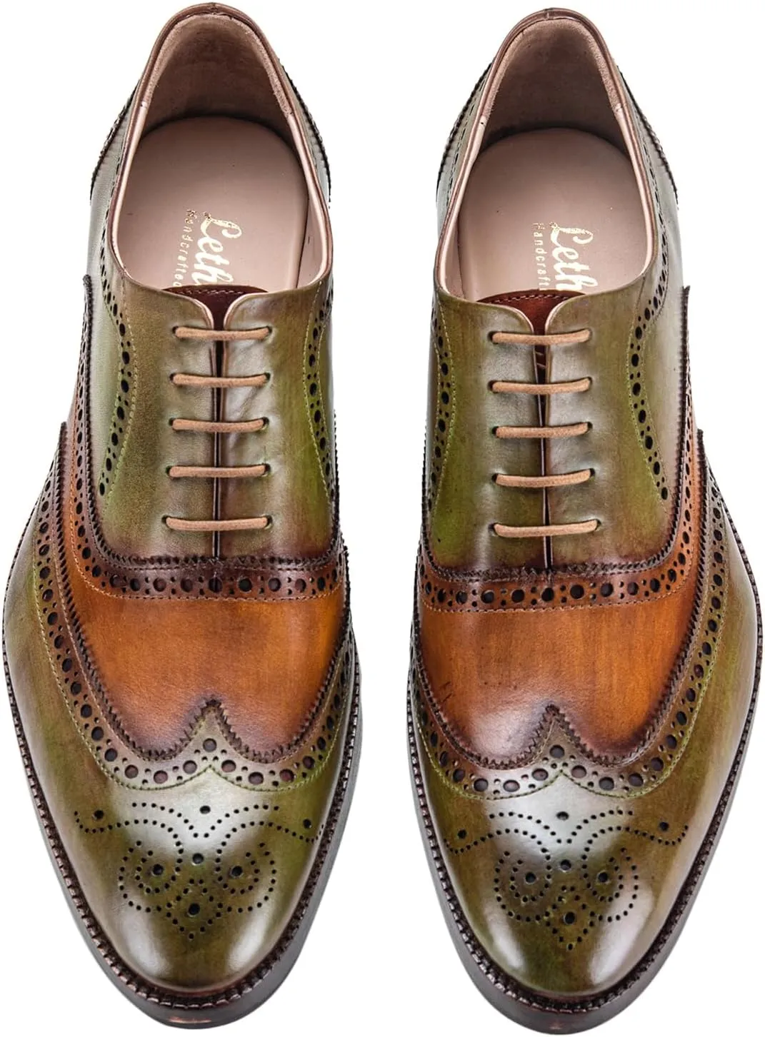 Wingtip Brogue Oxford Handcrafted Men's Genuine Leather Lace up Dress Shoes