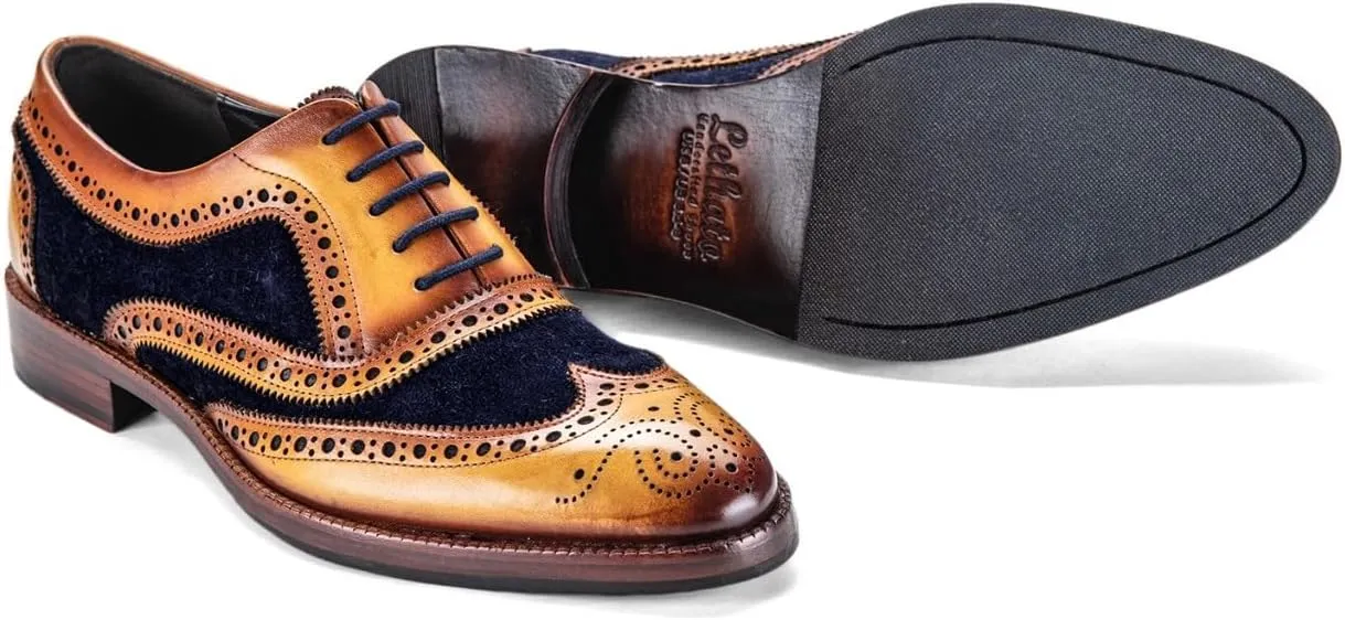 Wingtip Brogue Oxford Handcrafted Men's Genuine Leather Lace up Dress Shoes