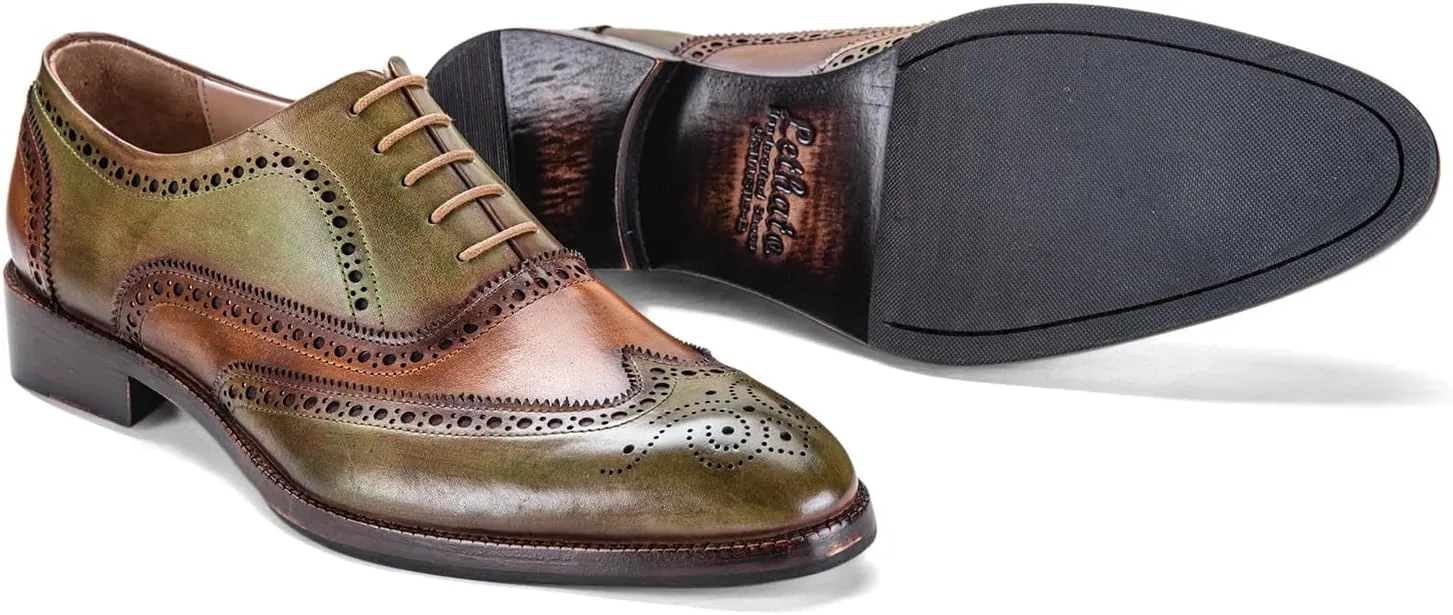 Wingtip Brogue Oxford Handcrafted Men's Genuine Leather Lace up Dress Shoes