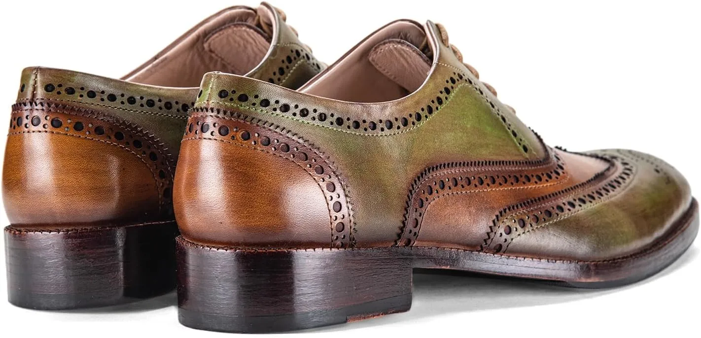 Wingtip Brogue Oxford Handcrafted Men's Genuine Leather Lace up Dress Shoes