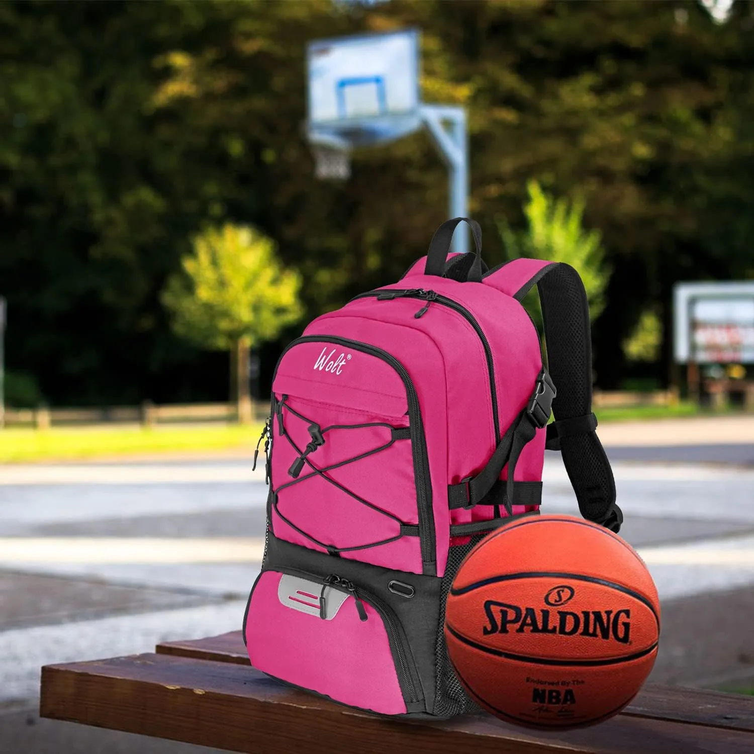WOLT Basketball Backpack Large Sports Bag with Separate Ball Holder & Shoes Compartment, Best for Basketball, Soccer,Gym