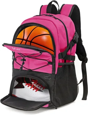 WOLT Basketball Backpack Large Sports Bag with Separate Ball Holder & Shoes Compartment, Best for Basketball, Soccer,Gym