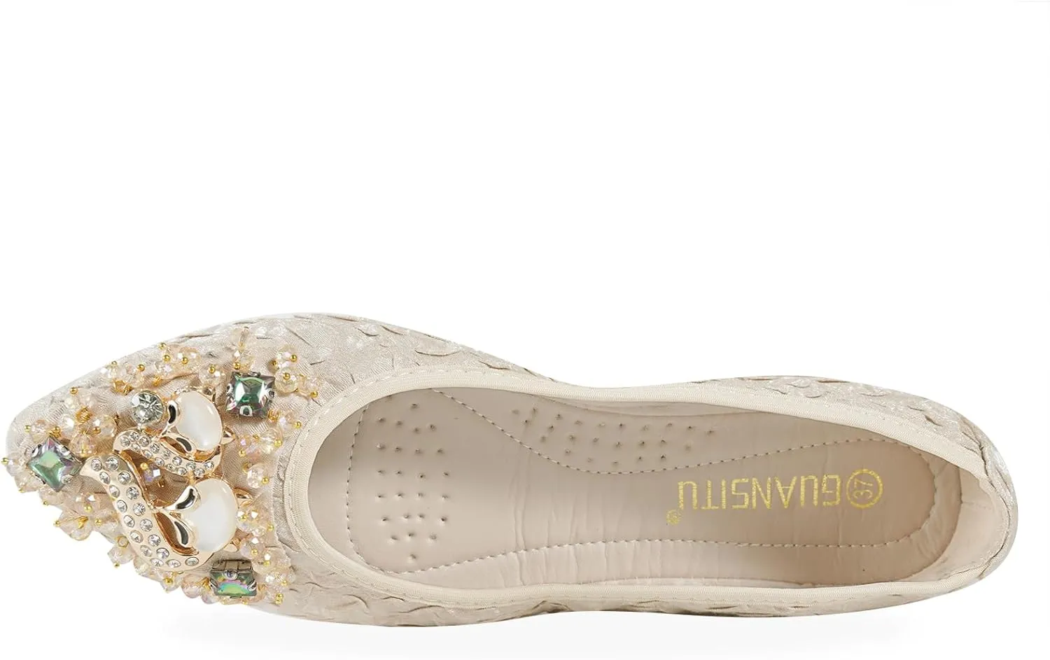 Women Ballet Flats Rhinestone Wedding Ballerina Shoes Foldable Sparkly Comfort Slip on Flat Shoes