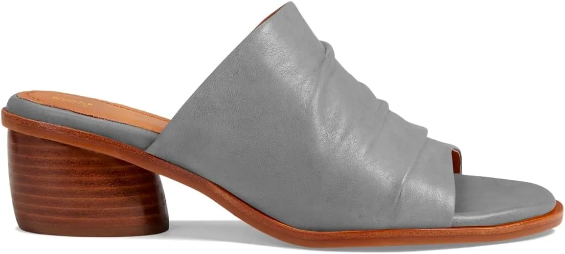 Women Chunky Block Heel Mules Open Toe Slip On Mule Sandals Stacked Heels Mule Shoes Pleated Matte 2 inch Mule Heels Slide Shoes Casual Walking Outdoor Heeled Mules Retro 4-11 M US