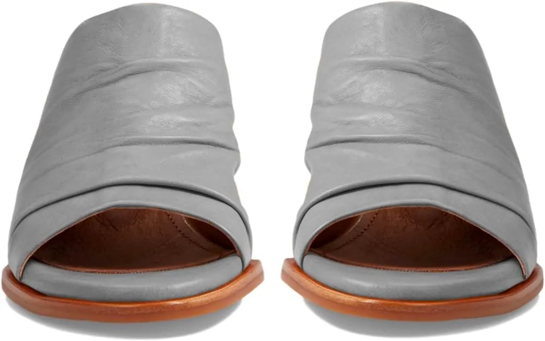 Women Chunky Block Heel Mules Open Toe Slip On Mule Sandals Stacked Heels Mule Shoes Pleated Matte 2 inch Mule Heels Slide Shoes Casual Walking Outdoor Heeled Mules Retro 4-11 M US