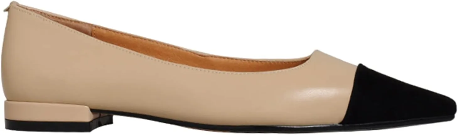 Women Comfy Cap Toe Flats Slip on Pointed toe Flat Shoes Two Tone Flat Heel Dress Shoes Casual Pointy Toe Ballet Flats Colorblock Classic Office Elegant Driver Flats 4-11 M US