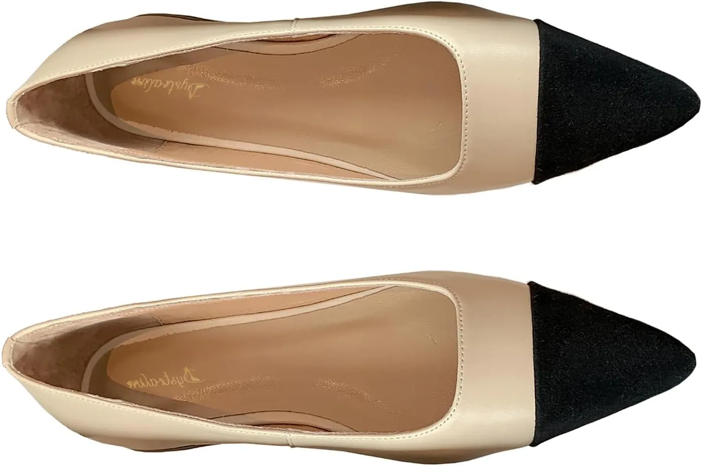 Women Comfy Cap Toe Flats Slip on Pointed toe Flat Shoes Two Tone Flat Heel Dress Shoes Casual Pointy Toe Ballet Flats Colorblock Classic Office Elegant Driver Flats 4-11 M US