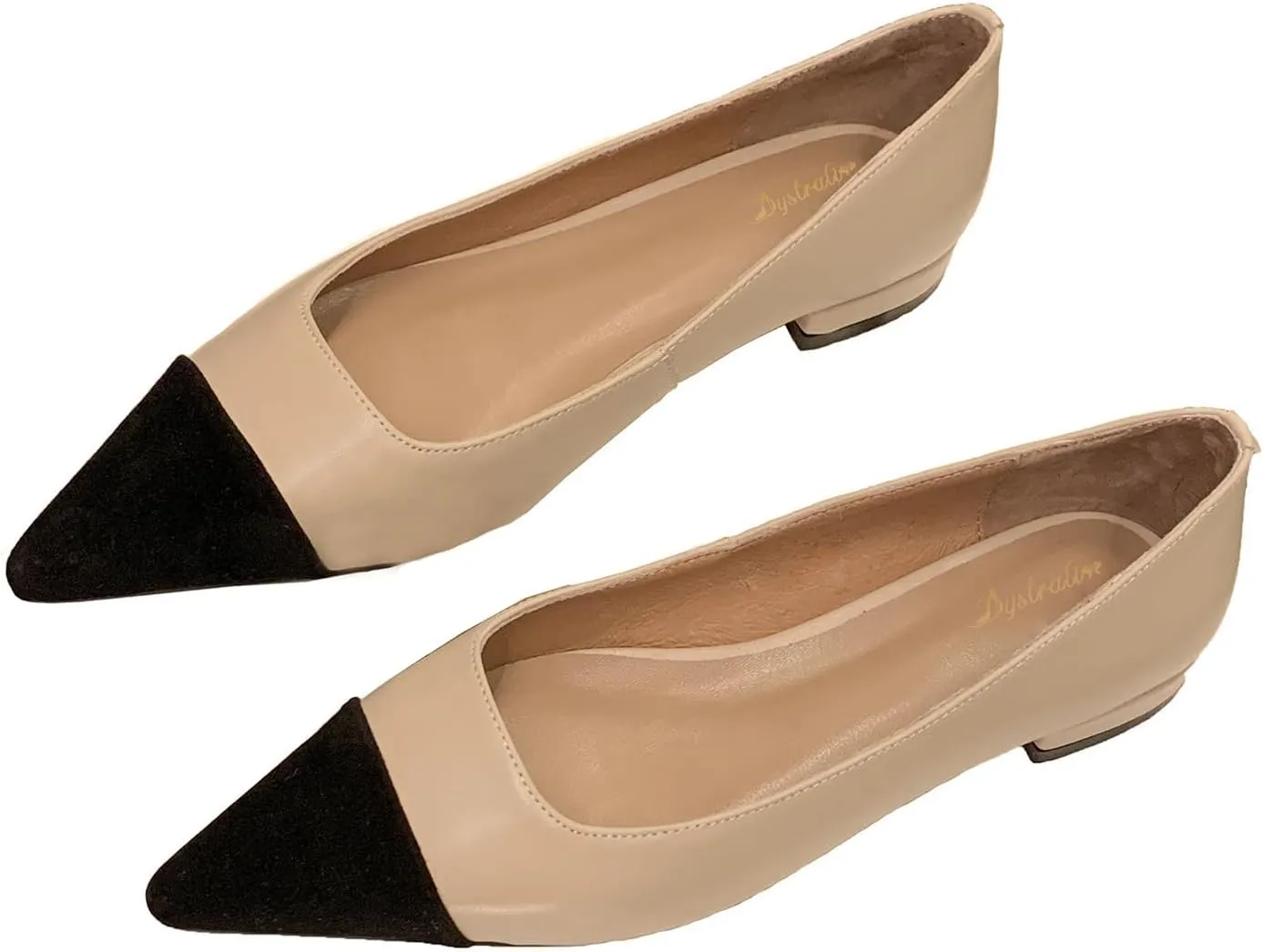 Women Comfy Cap Toe Flats Slip on Pointed toe Flat Shoes Two Tone Flat Heel Dress Shoes Casual Pointy Toe Ballet Flats Colorblock Classic Office Elegant Driver Flats 4-11 M US