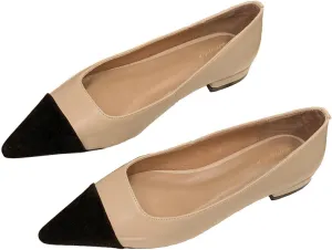 Women Comfy Cap Toe Flats Slip on Pointed toe Flat Shoes Two Tone Flat Heel Dress Shoes Casual Pointy Toe Ballet Flats Colorblock Classic Office Elegant Driver Flats 4-11 M US