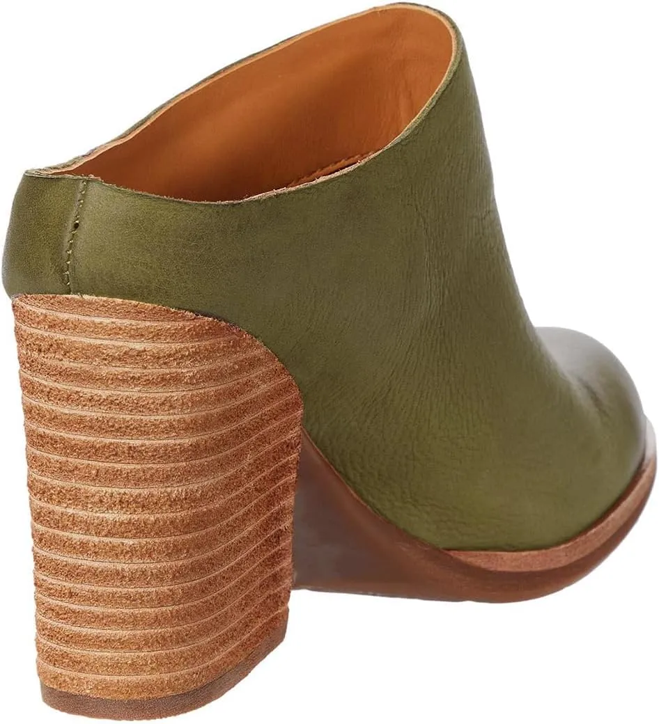 Women High Chunky Stacked Heel Mules Round Closed Toe Heeled Sandals Slip On 3 Inch Block Heels Suede Backless Booties Burnished Dressy Vintage Party Office Ladies Slide Slippers 4-11 M US