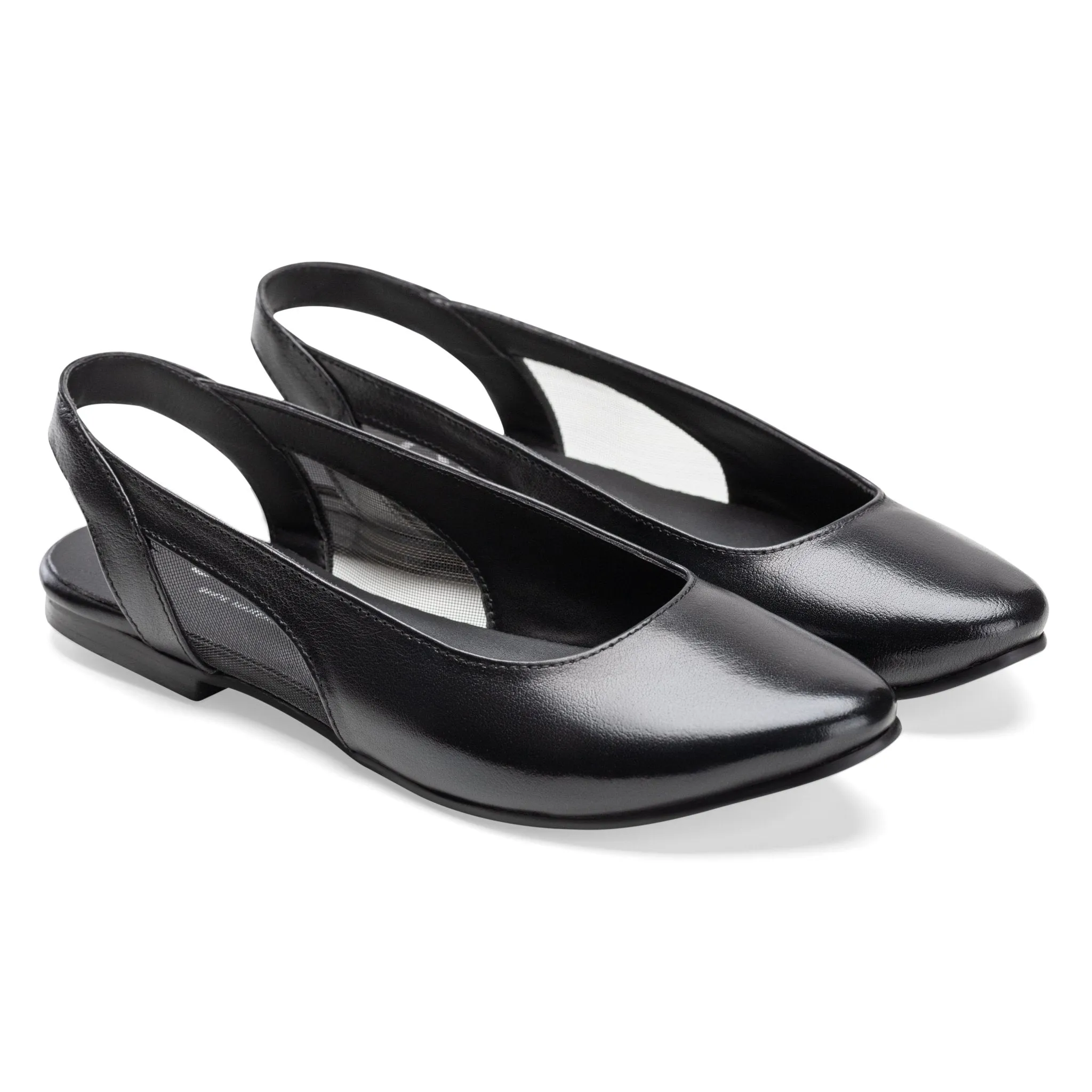 Women Open Back Ballet Shoes - Black
