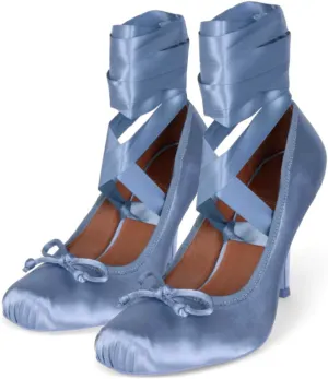 Women Satin Ballet High Heels Bow Round Toe Stiletto Heel Pumps Strappy 4 inch Stiletto High Heel Ballet Shoes Bow Slip On Dress Shoes Cross Strap Elegant Sexy 4-11 M US