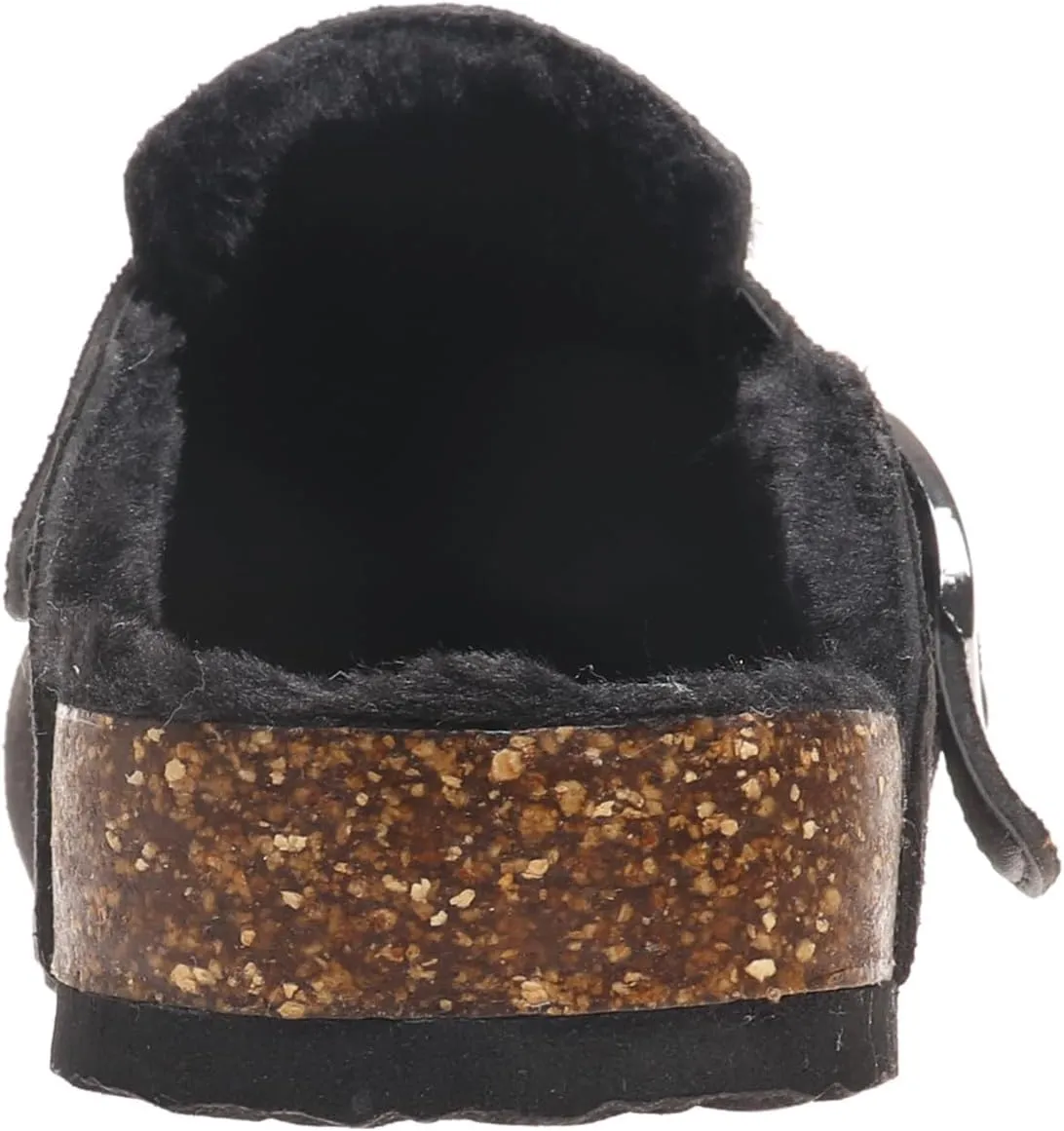 Women Slip-On Clog with Cork Footbed Fuzzy Faux Fur Mule Slide Sandals Shoes