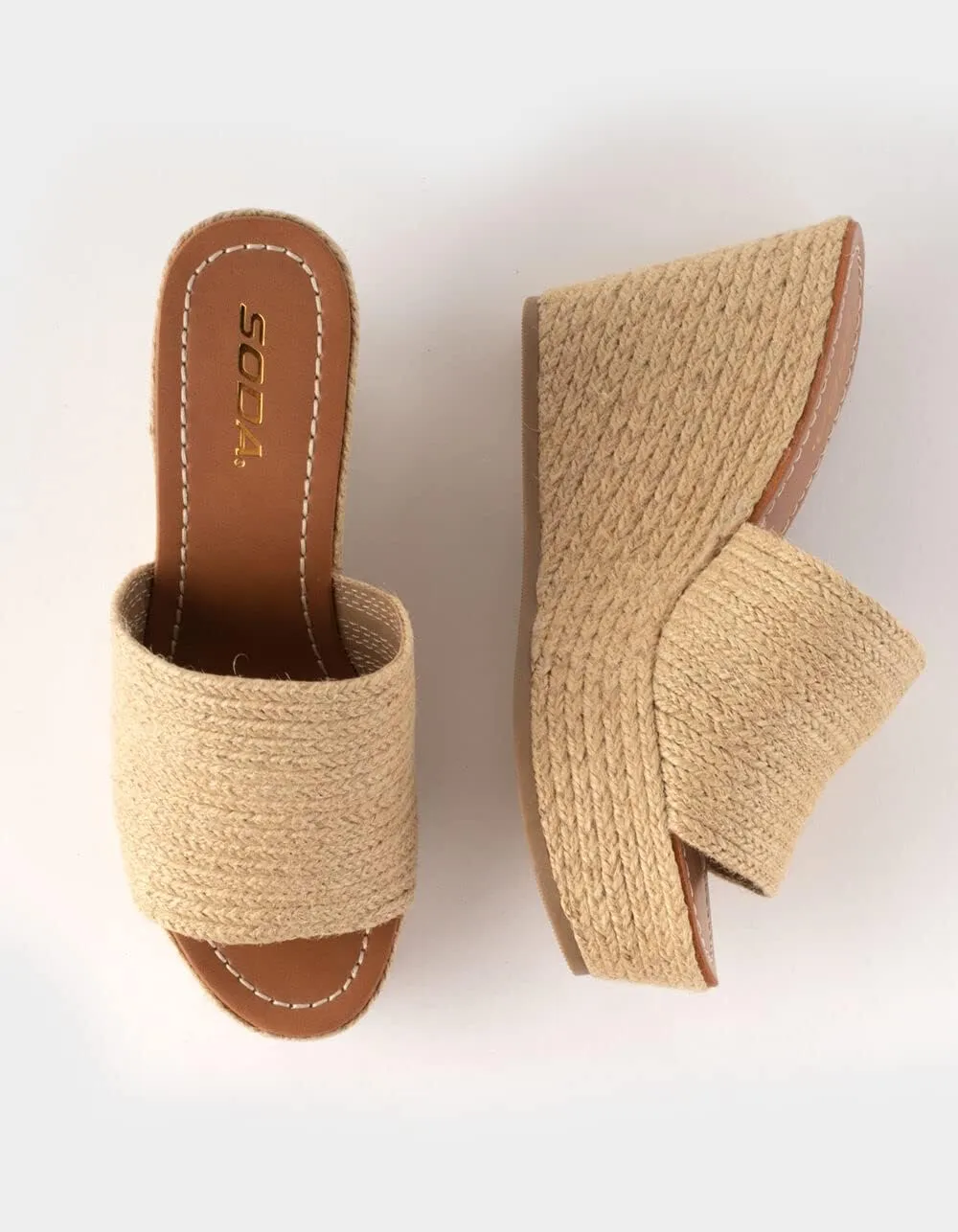 Women Slip On Espadrille Wedge Heel Sandals Slide Peep Toe Mule Platform Sandal