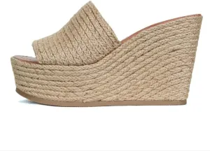 Women Slip On Espadrille Wedge Heel Sandals Slide Peep Toe Mule Platform Sandal