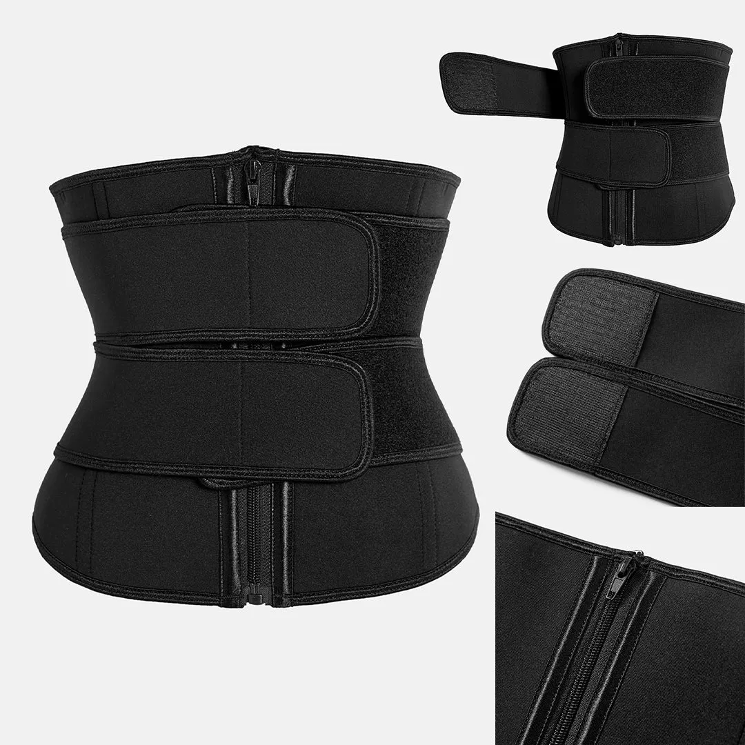 Women Sweat Waist Trainer Underbust Corset Trimmer Double Shaper Belt Workout Sport Girdle