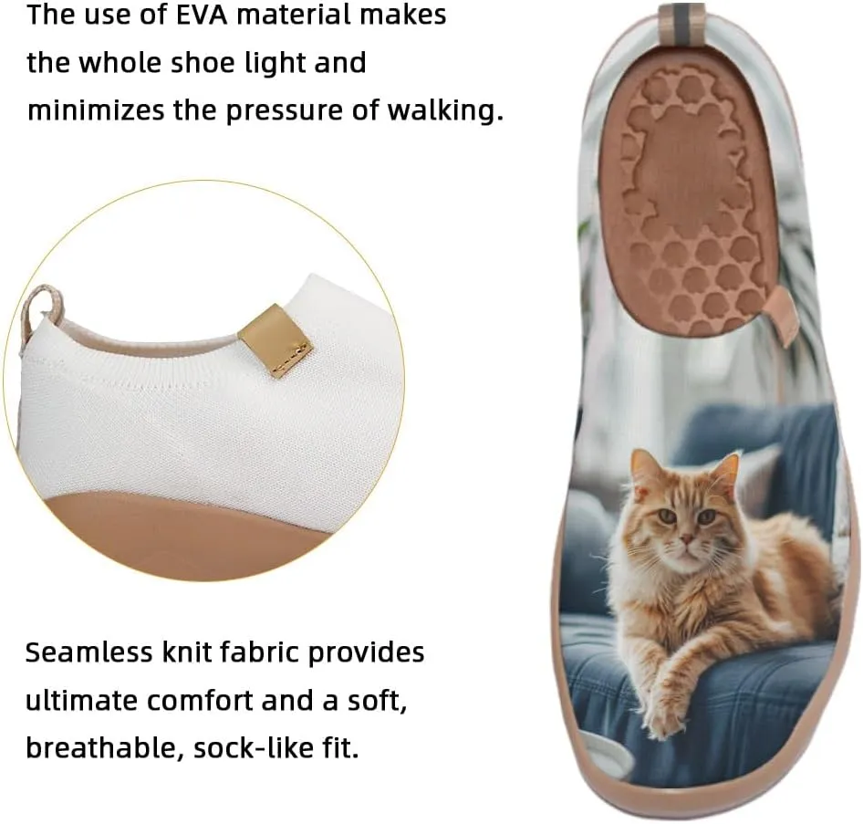 Women's Art Painted Casual Loafers Knitted Travel Slip On Shoes Lightweight Comfort Walking Sneakers