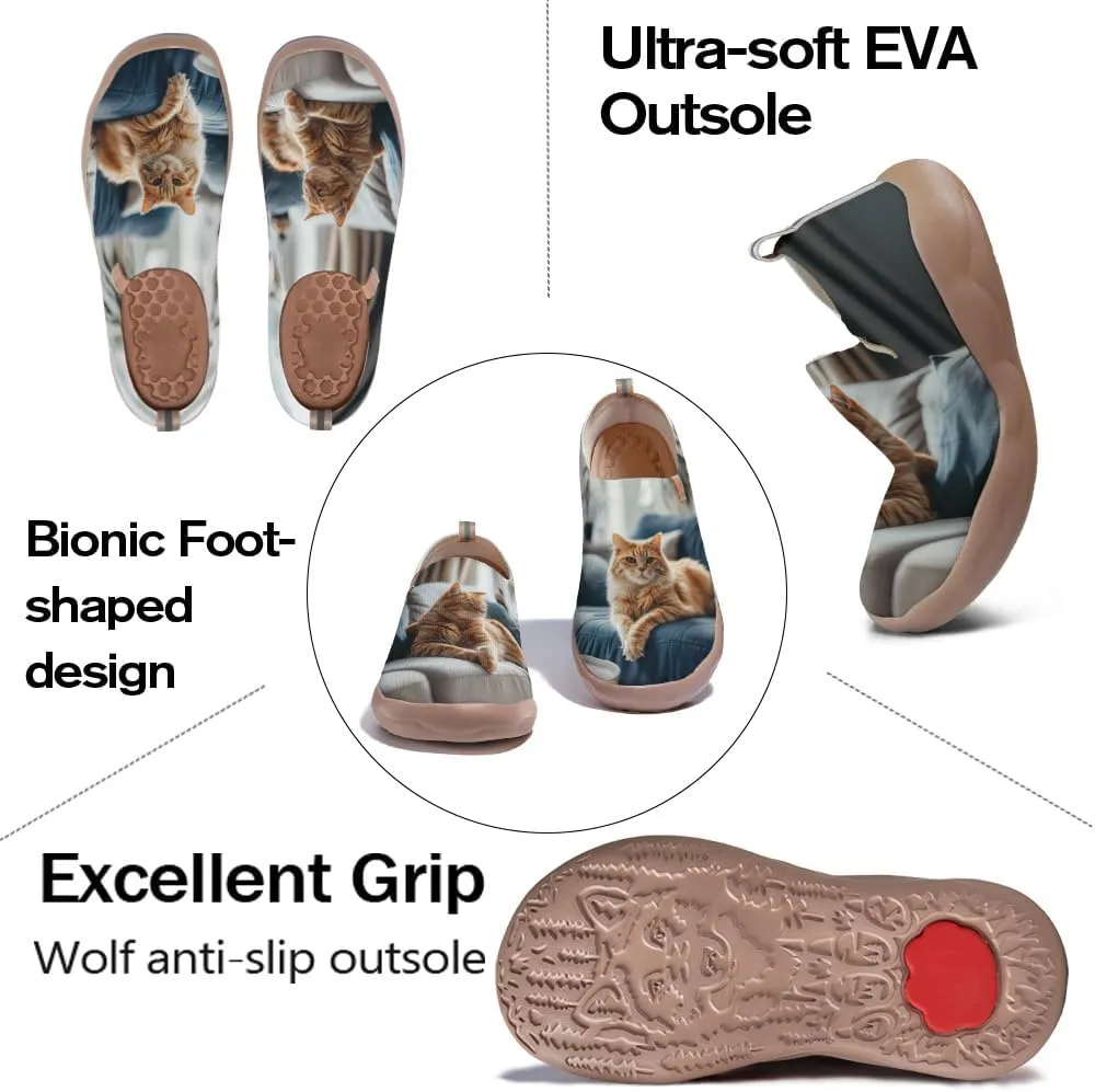 Women's Art Painted Casual Loafers Knitted Travel Slip On Shoes Lightweight Comfort Walking Sneakers
