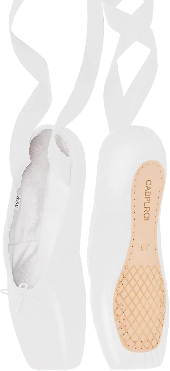 Women's Ballerina Shoes Professional Ballet Dance Satin Pointe Shoes for Girls with Bag and Toe Pads