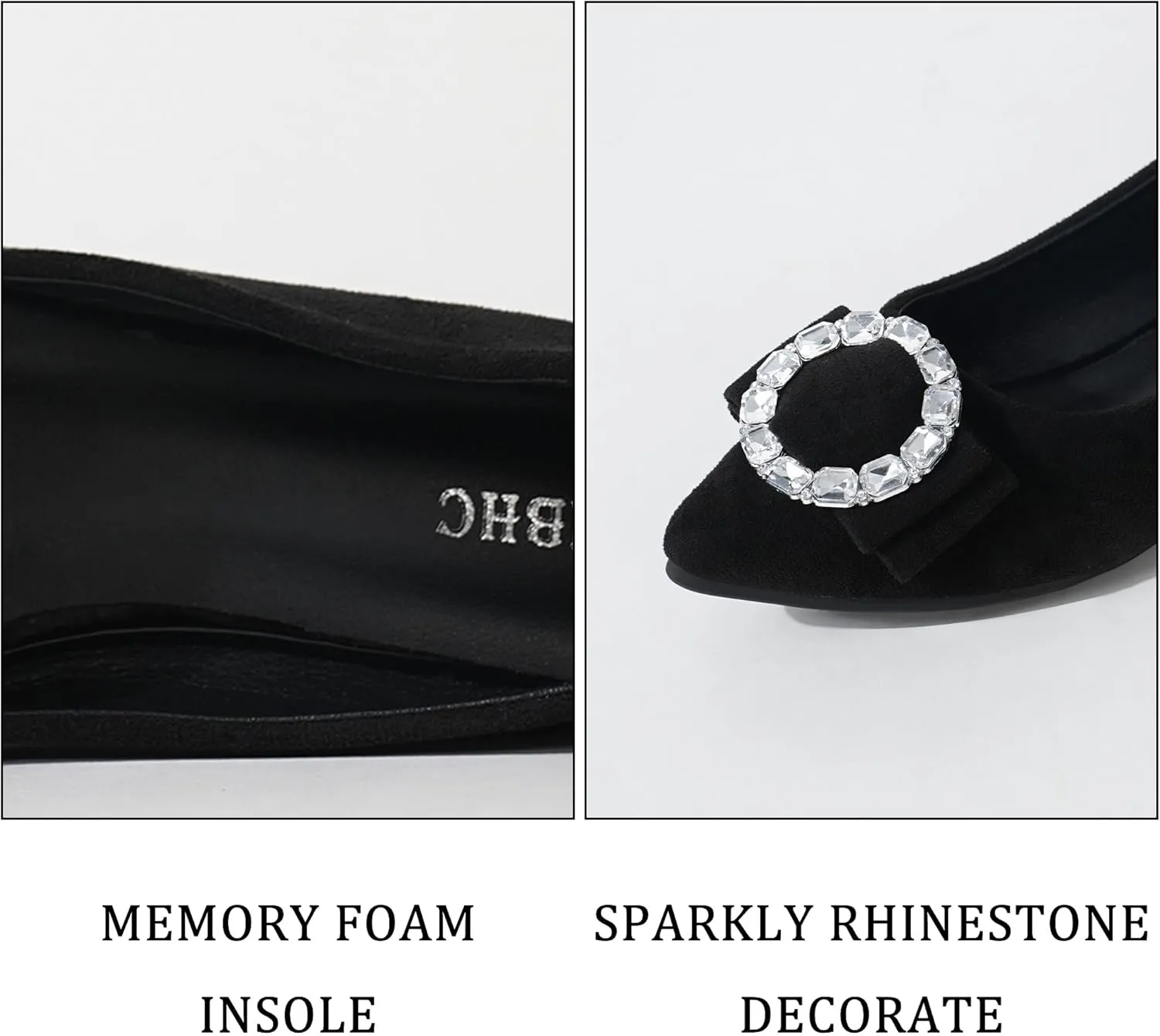 Women's Ballet Flat Shoes - Cute Rhinestones Work Flats Slip on Casual Flats for Women Comfort