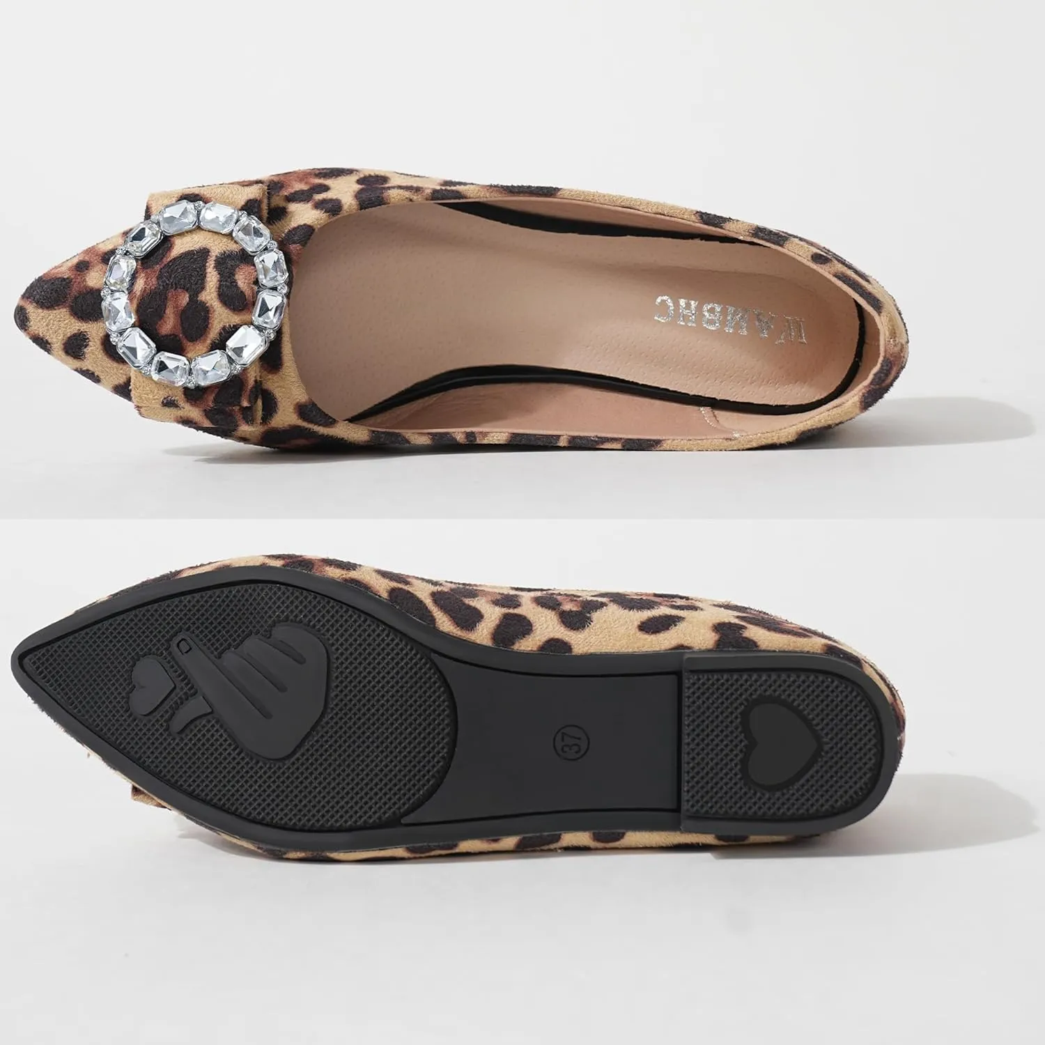 Women's Ballet Flat Shoes - Cute Rhinestones Work Flats Slip on Casual Flats for Women Comfort