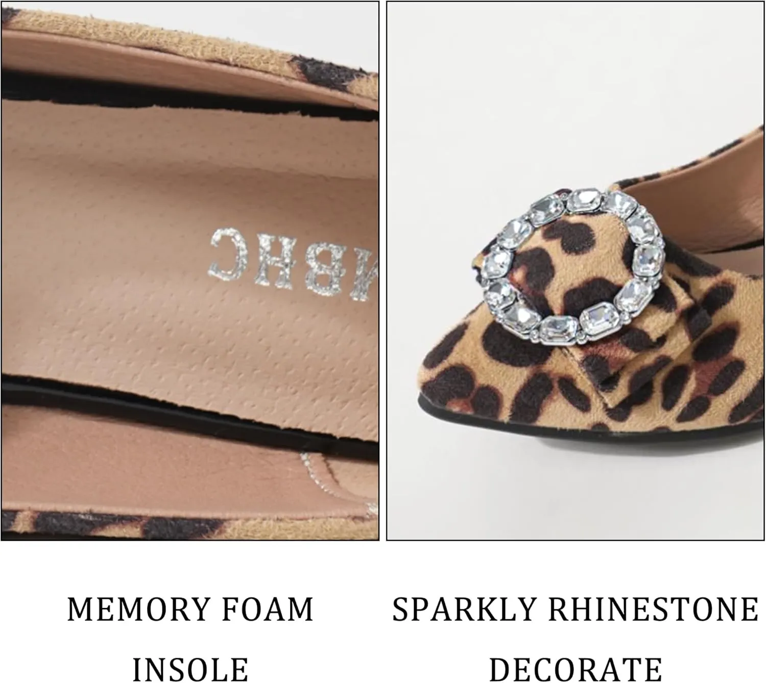 Women's Ballet Flat Shoes - Cute Rhinestones Work Flats Slip on Casual Flats for Women Comfort