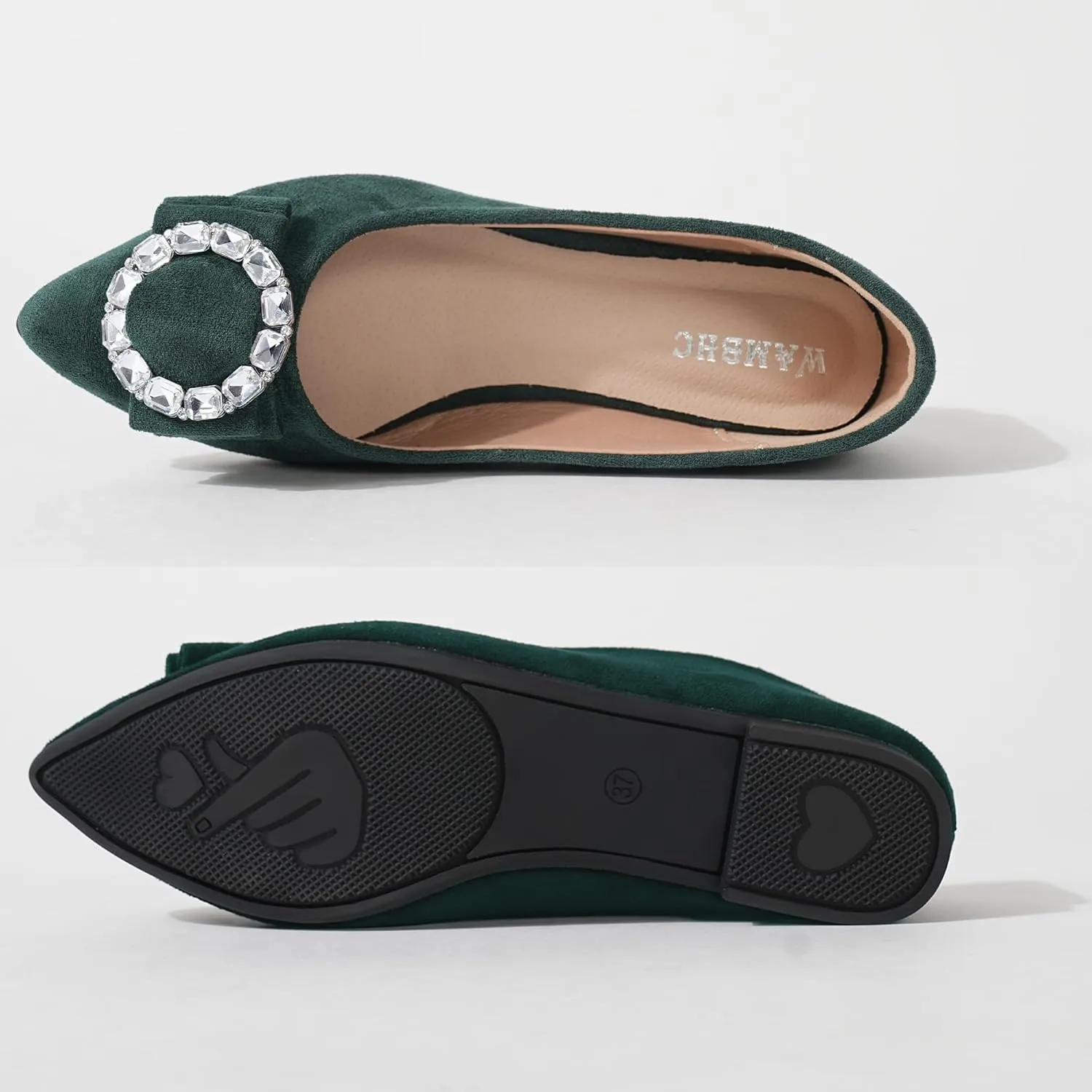 Women's Ballet Flat Shoes - Cute Rhinestones Work Flats Slip on Casual Flats for Women Comfort