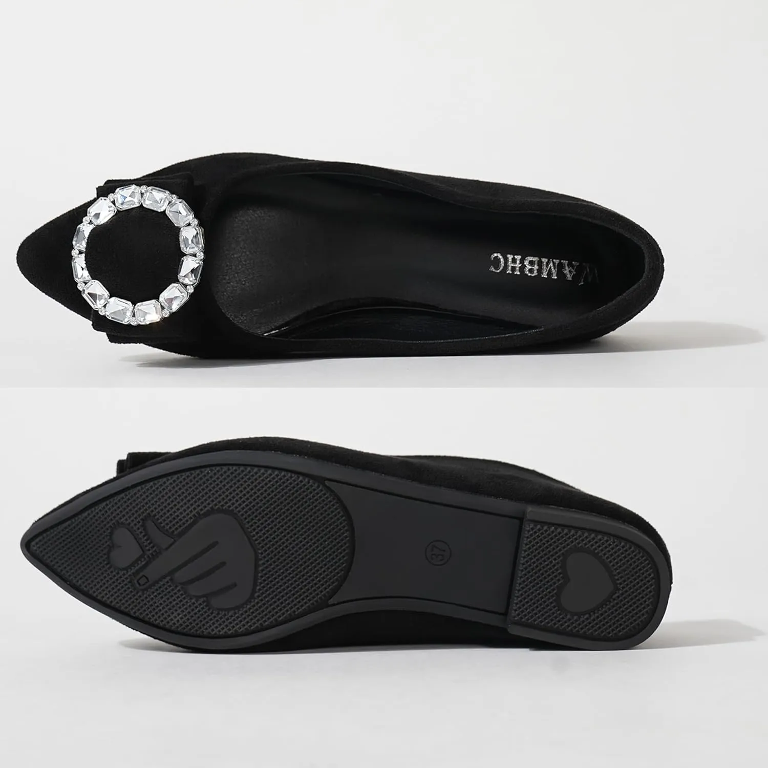 Women's Ballet Flat Shoes - Cute Rhinestones Work Flats Slip on Casual Flats for Women Comfort