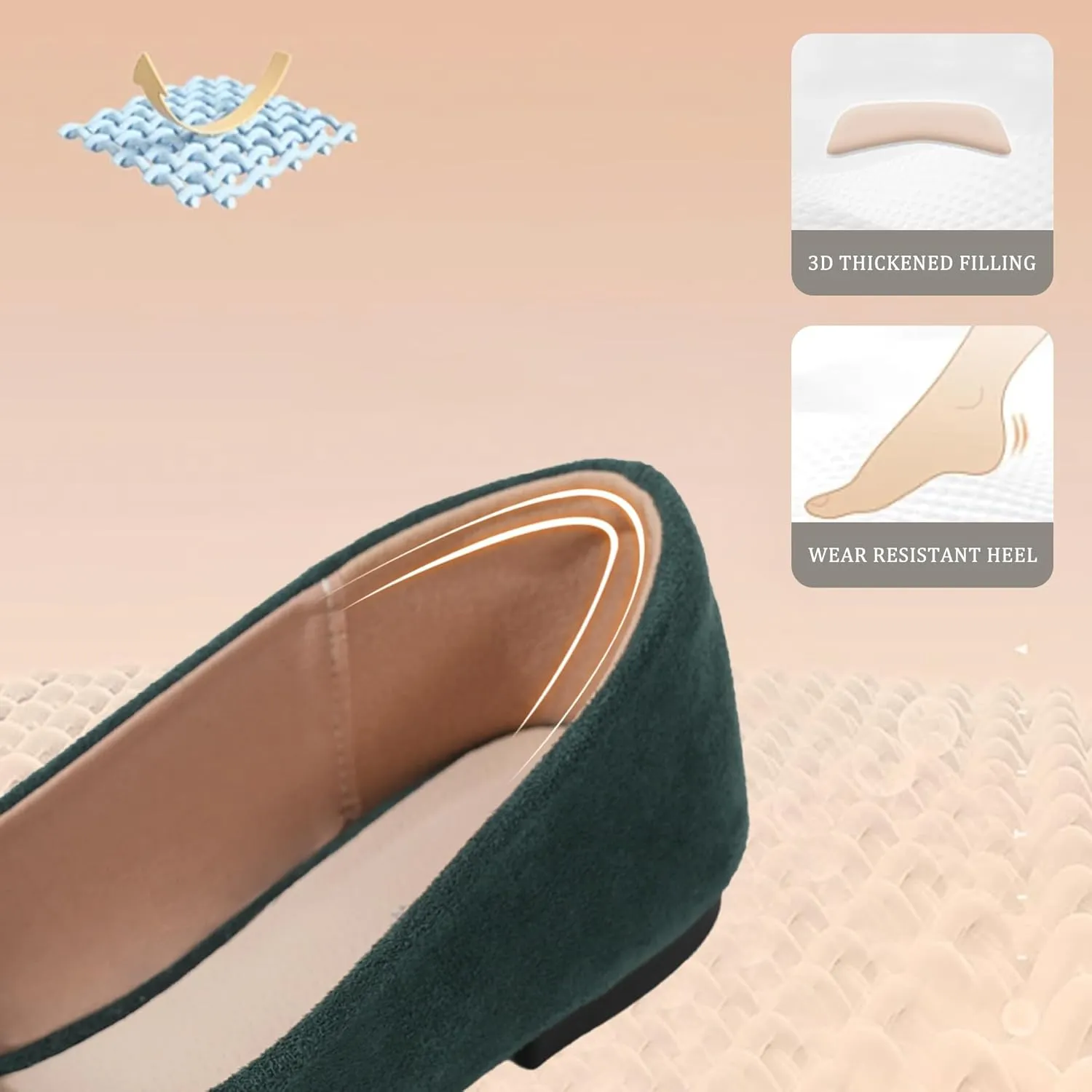 Women's Ballet Flat Shoes - Cute Rhinestones Work Flats Slip on Casual Flats for Women Comfort