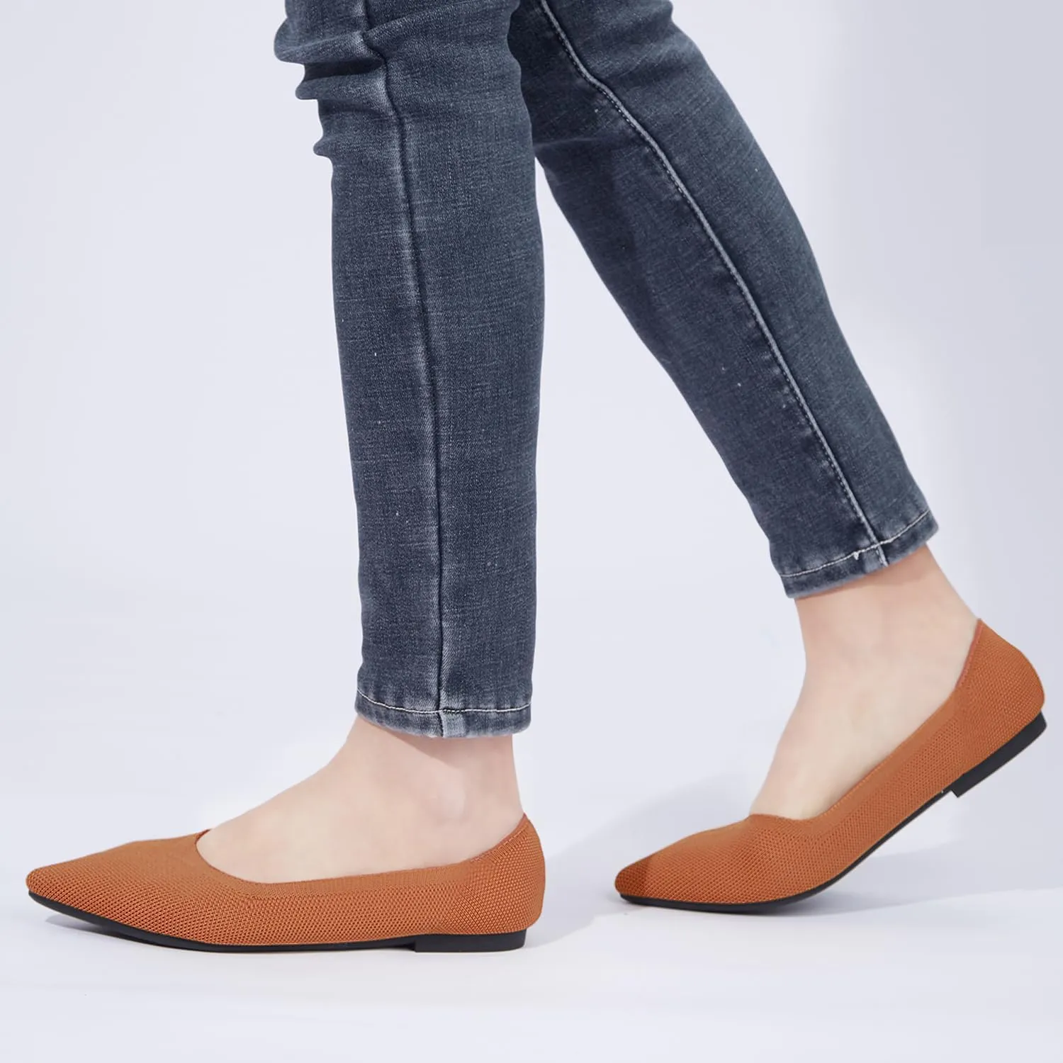 Women's Ballet Flat Shoes Knit Dress Shoes Pointed Toe Flats Comfort Slip on Walking Flats Foldable Soft Shoes