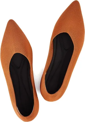 Women's Ballet Flat Shoes Knit Dress Shoes Pointed Toe Flats Comfort Slip on Walking Flats Foldable Soft Shoes