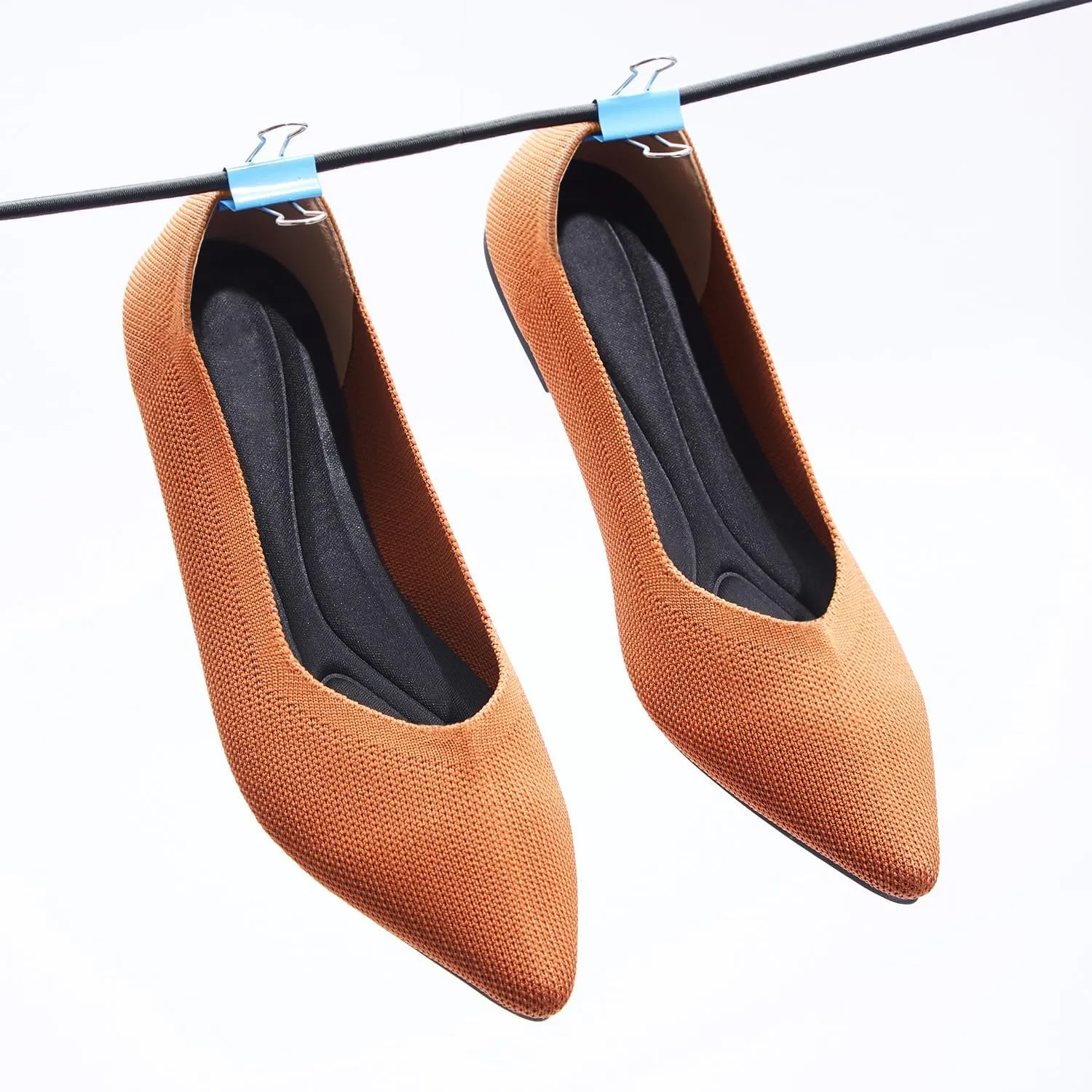 Women's Ballet Flat Shoes Knit Dress Shoes Pointed Toe Flats Comfort Slip on Walking Flats Foldable Soft Shoes