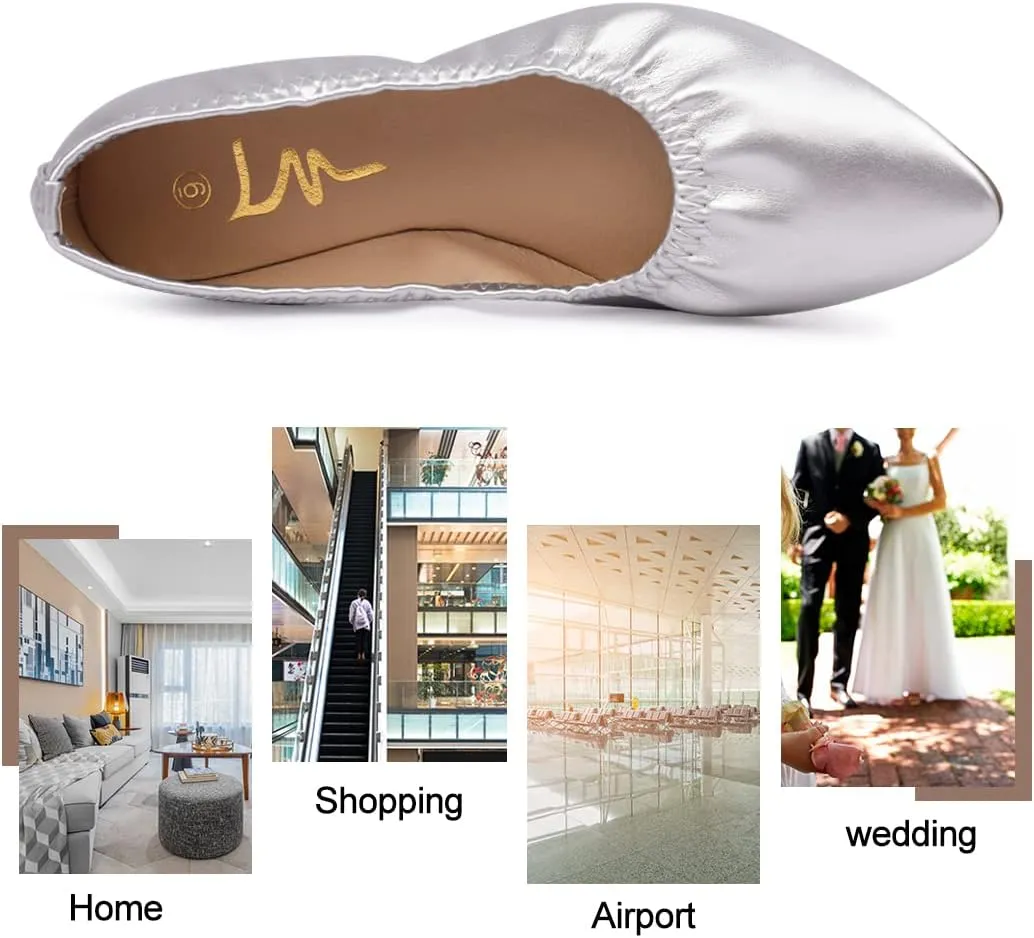 Women's Ballet Flat Slip On Flats - Classic Casual Dress Shoes, Foldable Portable Travel Ballet Walking Shoes