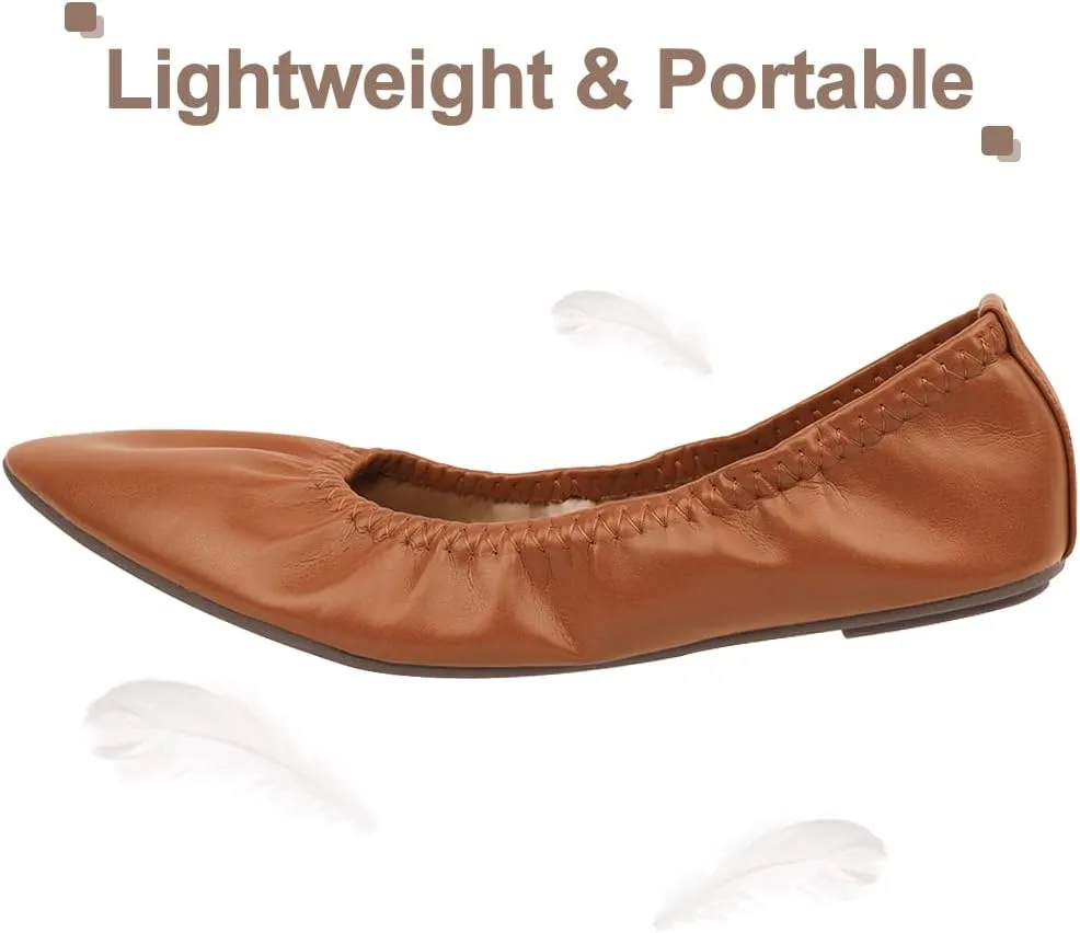 Women's Ballet Flat Slip On Flats - Classic Casual Dress Shoes, Foldable Portable Travel Ballet Walking Shoes