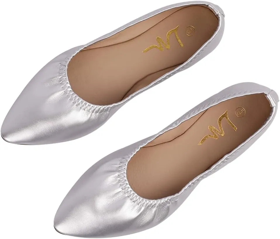 Women's Ballet Flat Slip On Flats - Classic Casual Dress Shoes, Foldable Portable Travel Ballet Walking Shoes