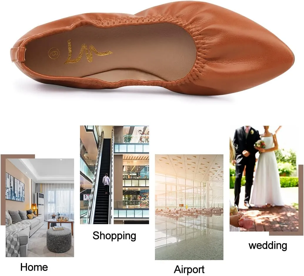 Women's Ballet Flat Slip On Flats - Classic Casual Dress Shoes, Foldable Portable Travel Ballet Walking Shoes