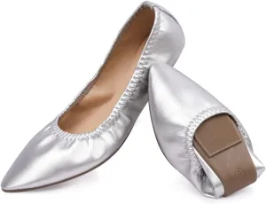 Women's Ballet Flat Slip On Flats - Classic Casual Dress Shoes, Foldable Portable Travel Ballet Walking Shoes