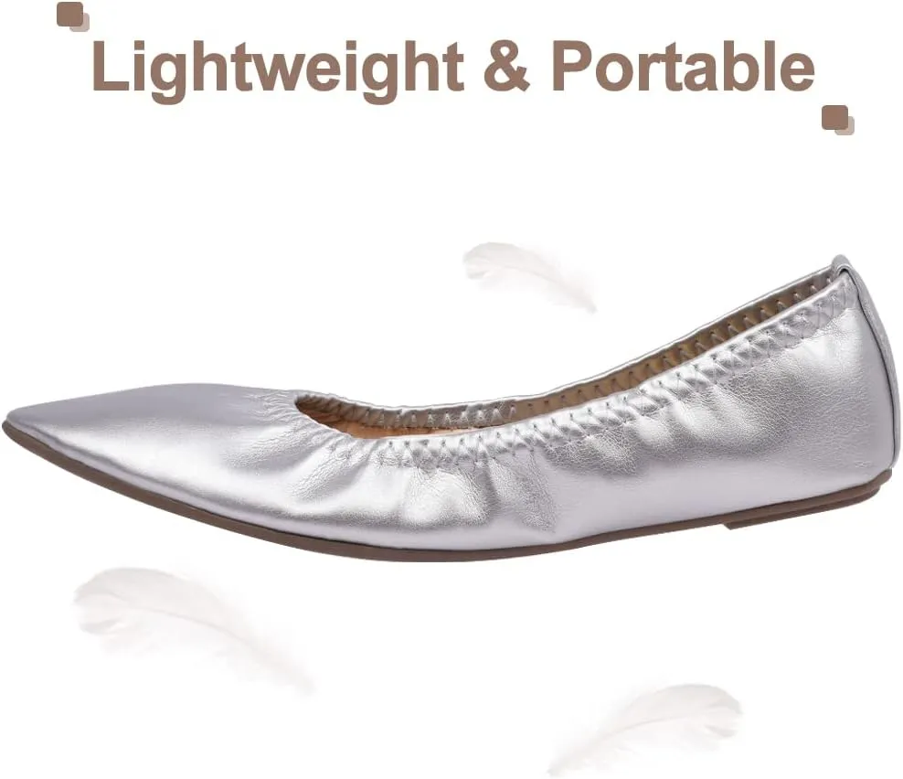 Women's Ballet Flat Slip On Flats - Classic Casual Dress Shoes, Foldable Portable Travel Ballet Walking Shoes