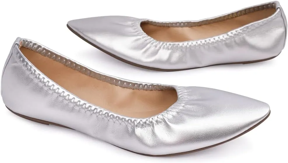 Women's Ballet Flat Slip On Flats - Classic Casual Dress Shoes, Foldable Portable Travel Ballet Walking Shoes