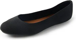 Women's Ballet Flats Soft Knit Lightweight Round Toe Slip On Comfort Ballerina Flat Shoes for Walking Low Wedge Soft