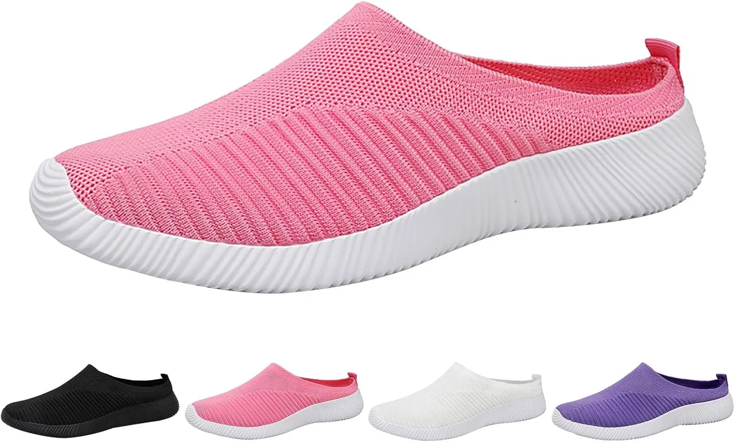 Women's Casual Slip on Half Shoes Breathable Mens Tennis Shoes Mesh Breathable Women Shoes Casual Black Platform Sneaker Tennis Shoe Loafers Casual Slip On